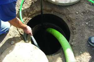 Adding water to septic tank